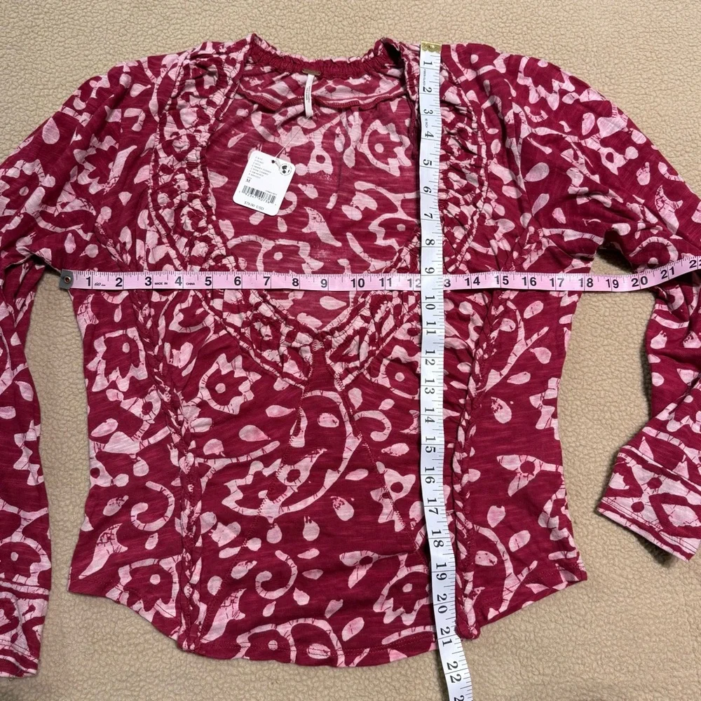NWT Free People On the block Floral Red Top Shirt Women’s Medium